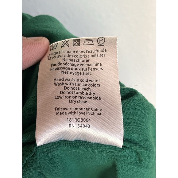 Sezane Anastasia Mini Dress Green Silk Wrap Size 36 US Size 4 100% Silk Floral - Picture 3 of 10